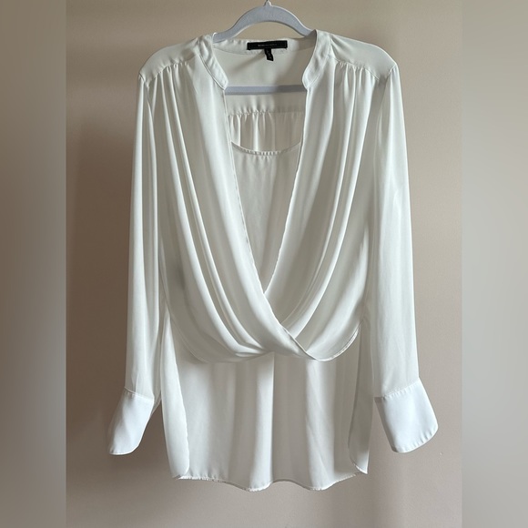 BCBG Jaklyn Draped Blouse in Alabaster - Size M - Picture 5 of 11
